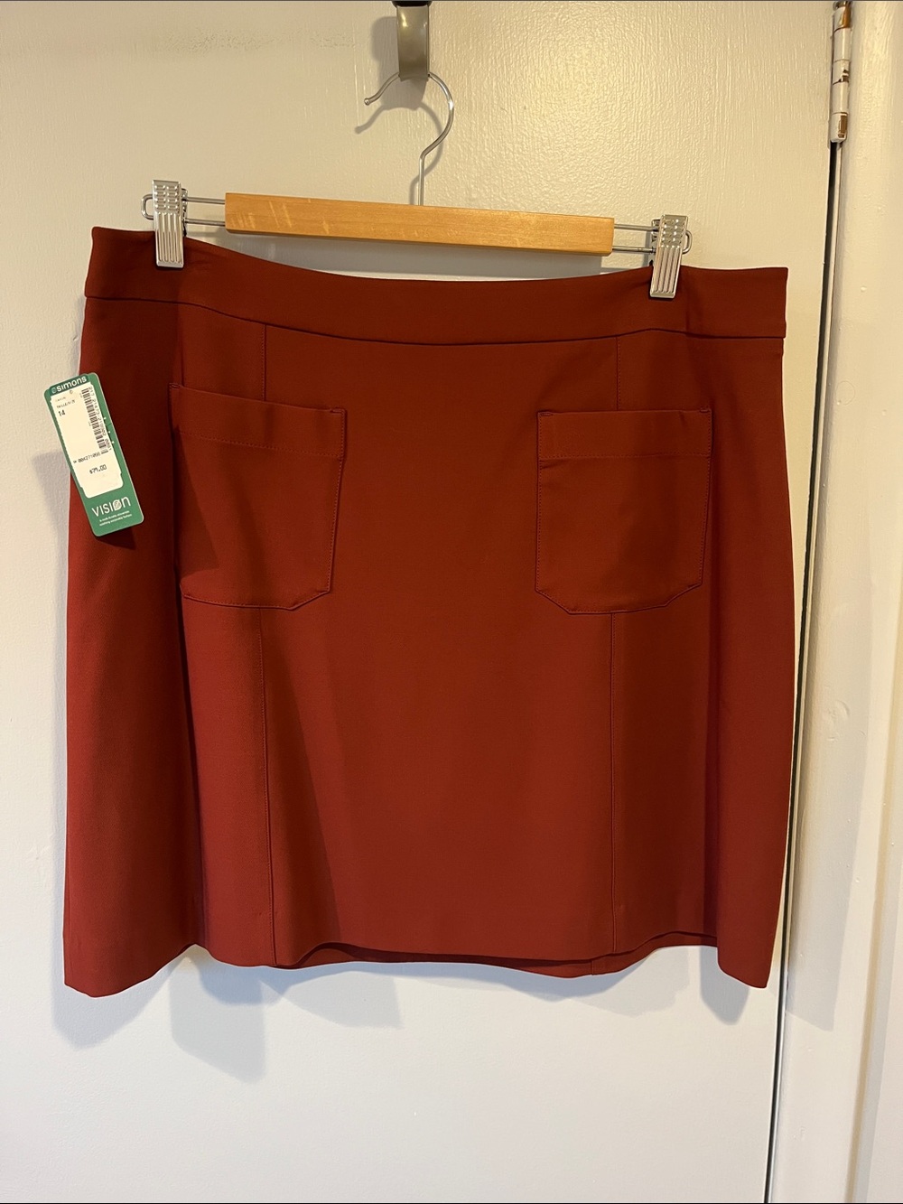 Simons Rust Red Mini Skirt with Front Pockets